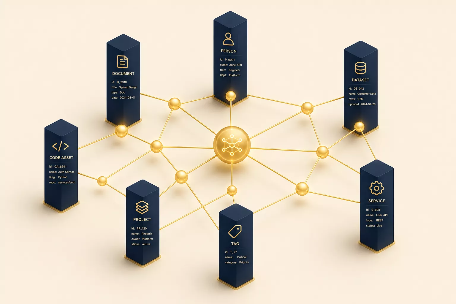 Knowledge graph mesh connecting business data silos